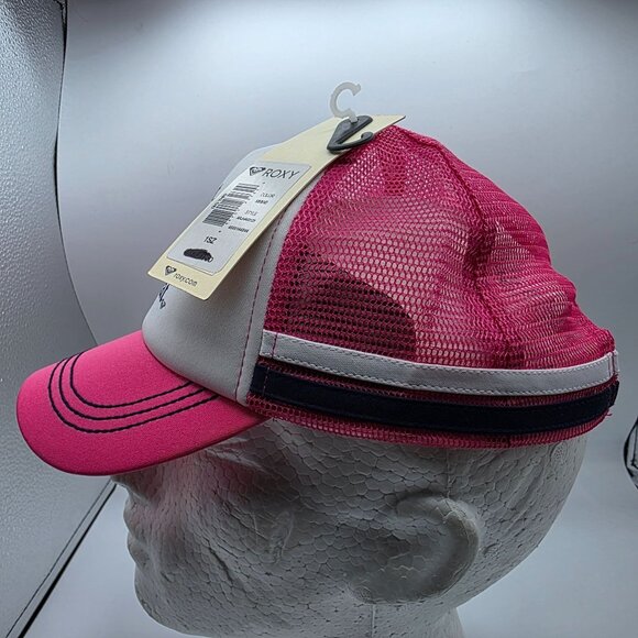 Roxy Eat Beach Sleep Repeat Womens Pink White Trucker Hat Outdoors Summer - Picture 2 of 10